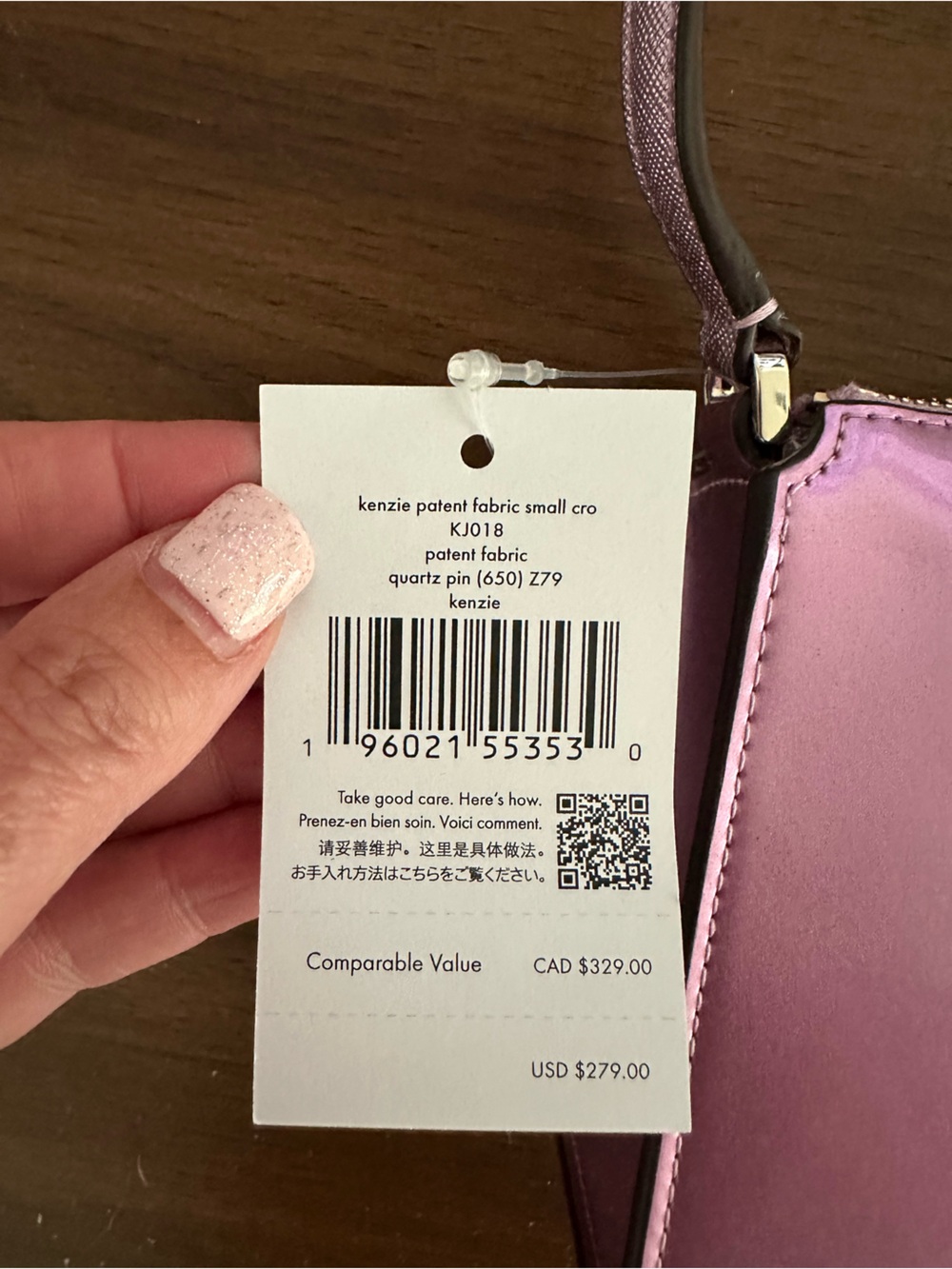 Lavender Kate Spade Shimmer Crossbody Bag with Gold Accent - Picture 6 of 9
